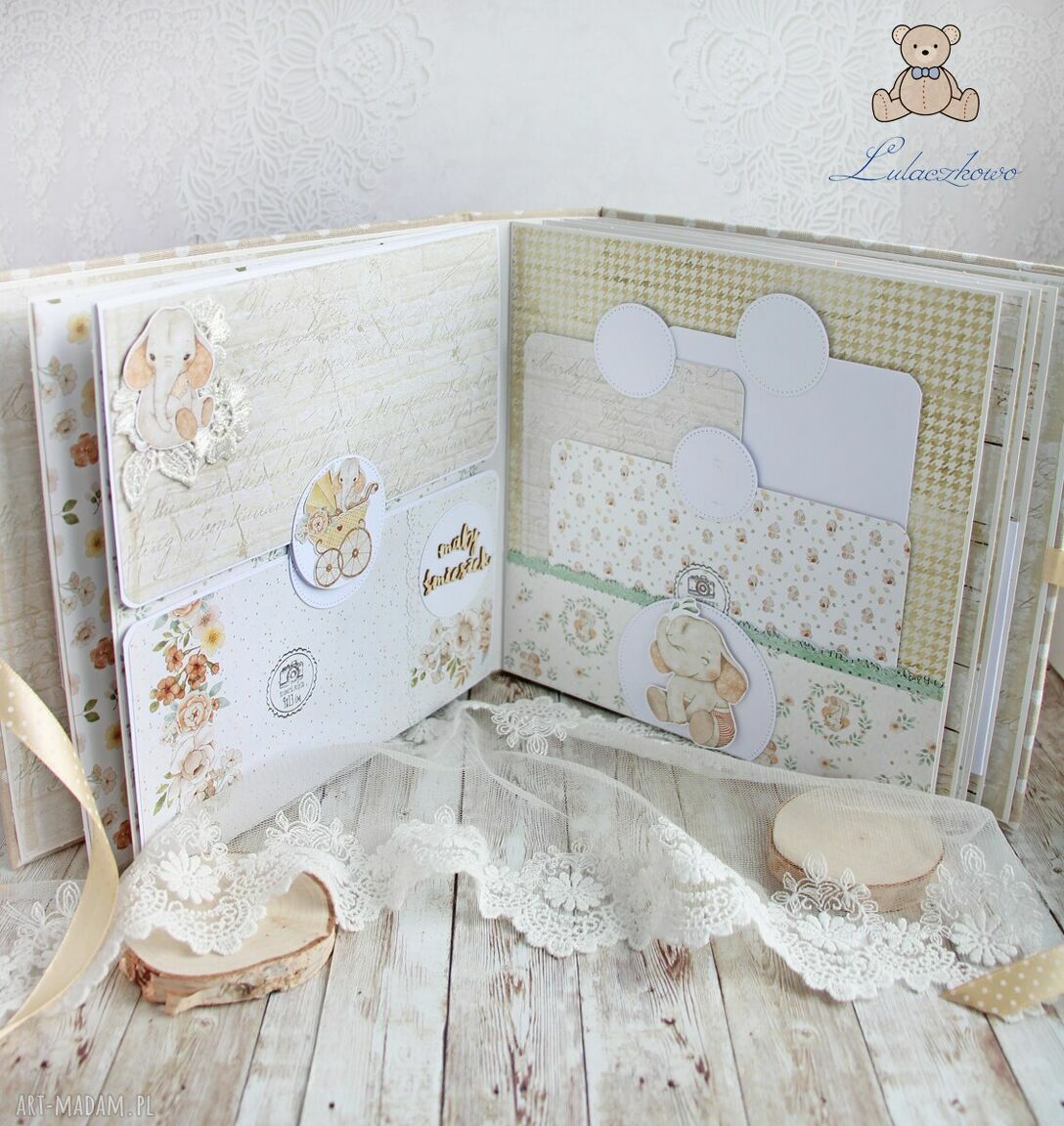 Album na chrzest roczek "Baby Party" - miętowy