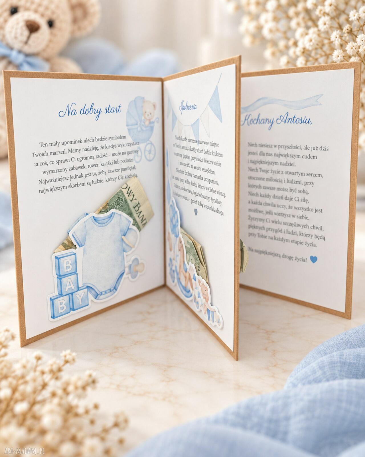 Personalizowany album na narodziny dziecka zamiast koperty