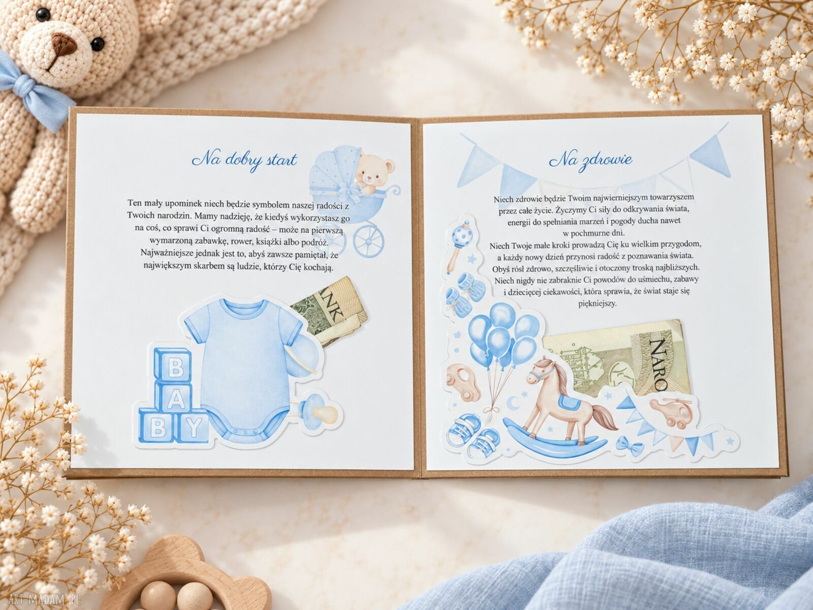 Personalizowany album na narodziny dziecka zamiast koperty