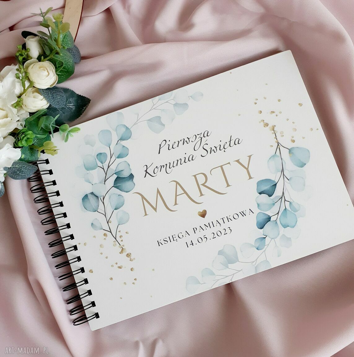 Album pamiątka komunijna na I Komunię Świętą - ręcznie robiony i personalizowany