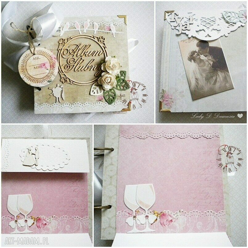 Album ślubny retro 15x15 cm z kieszonkami na zdjęcia