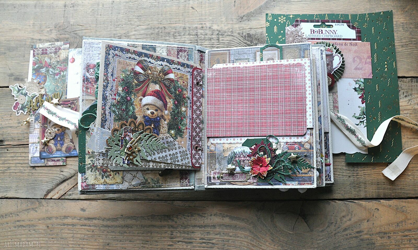 Kolorowy album świąteczny do Bożego Narodzenia - rękodzieło scrapbooking