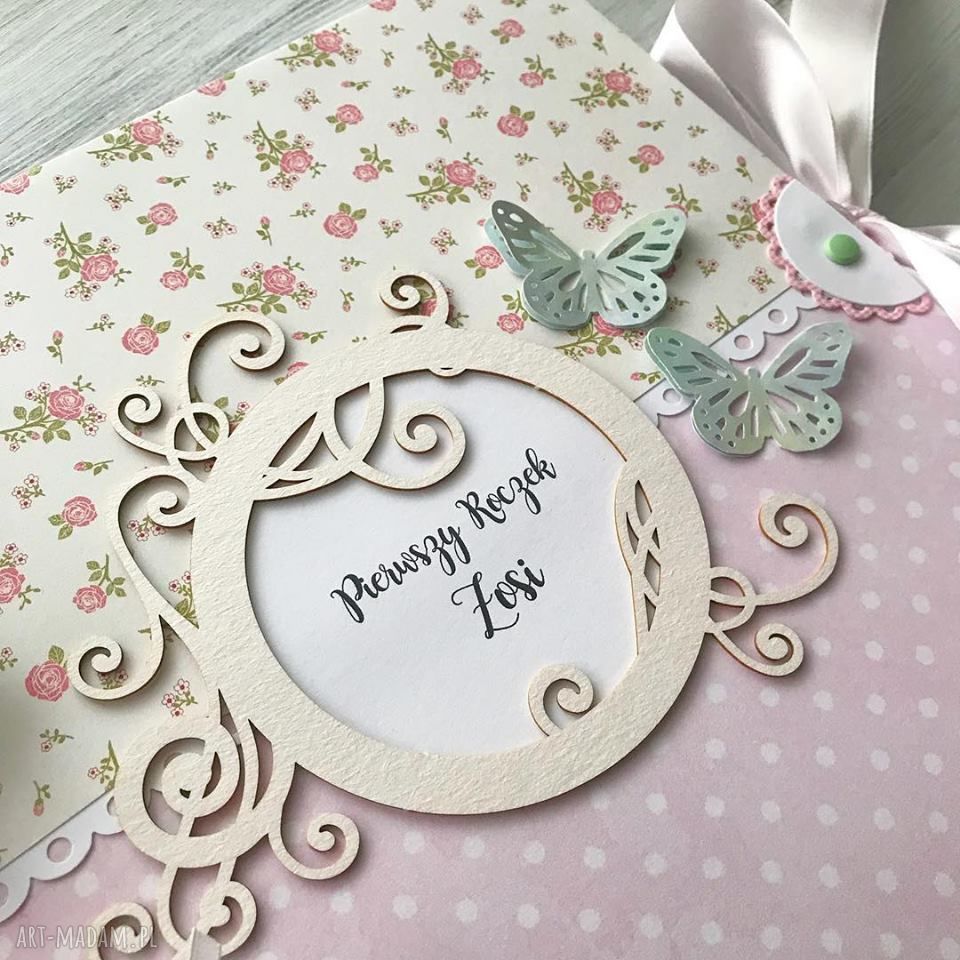 scrapbooking albumy: Album w pudełku urodziny roczek chrzest Ręcznie wykonane