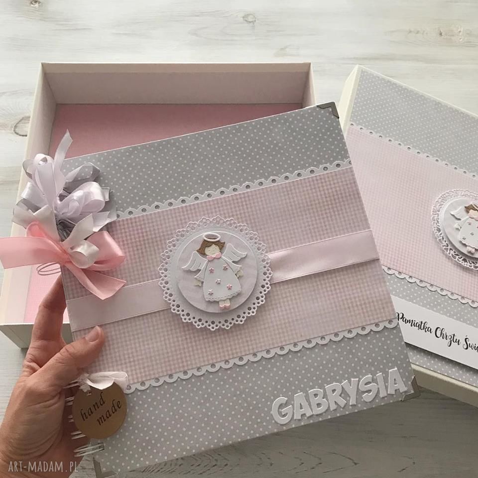 scrapbooking albumy: Album w pudełku urodziny roczek chrzest Ręcznie wykonane