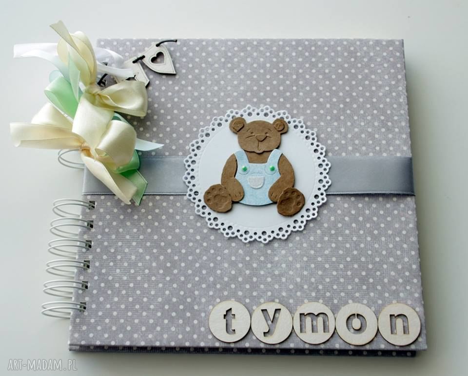 Album misiem chrzest prezent roczek piękny delikatny który