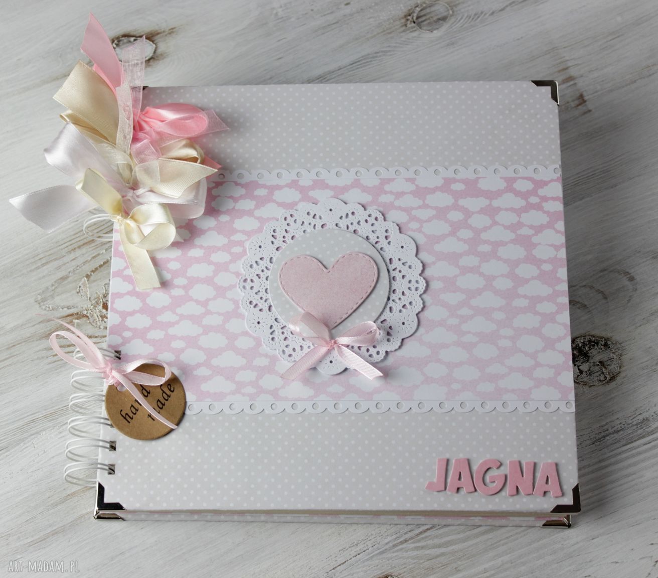 Album sercem prezent ślub wesele roczek chrzest delikatny
