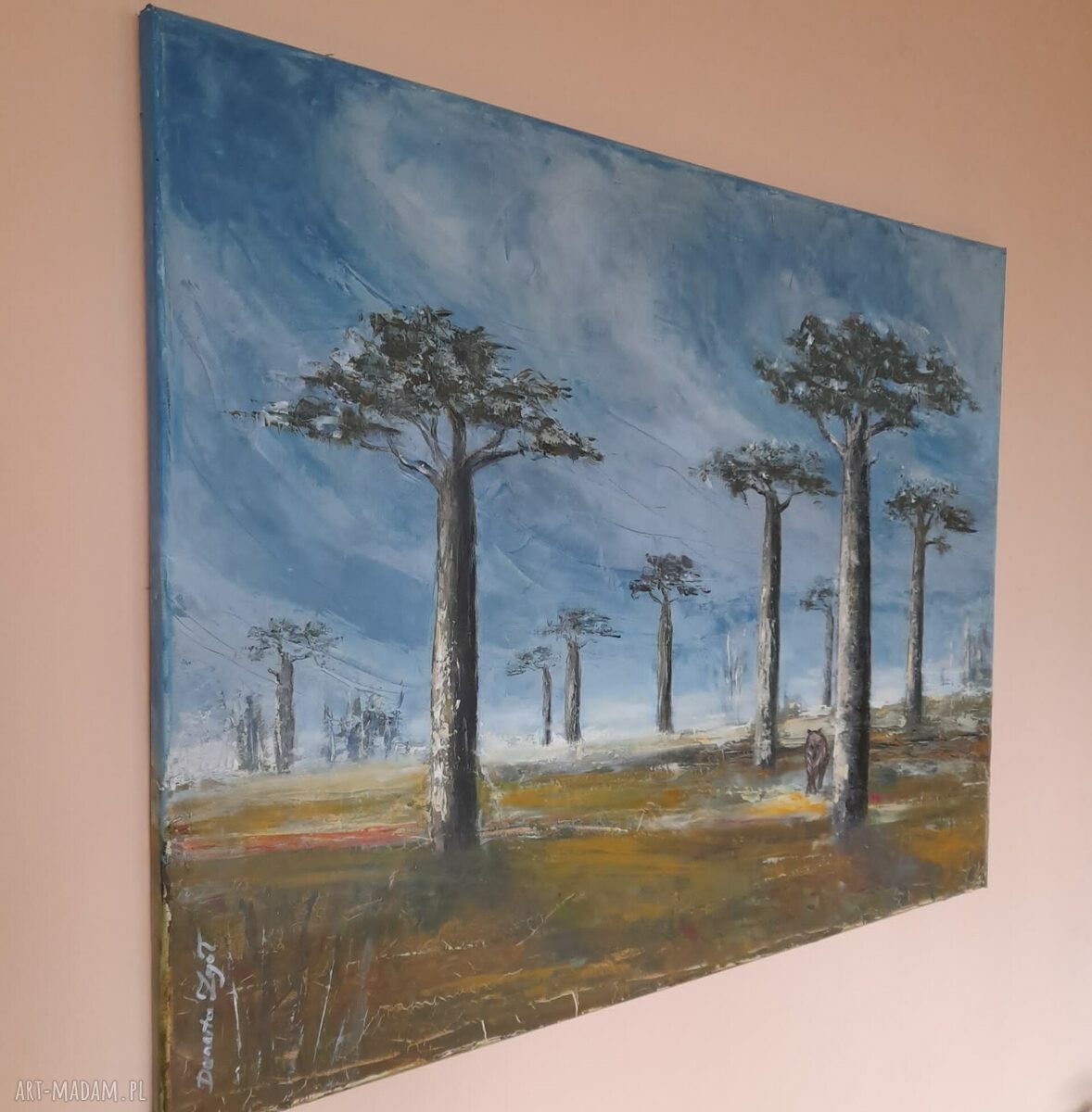 Aleja baobabów - obraz olejny na płótnie 60x80 cm
