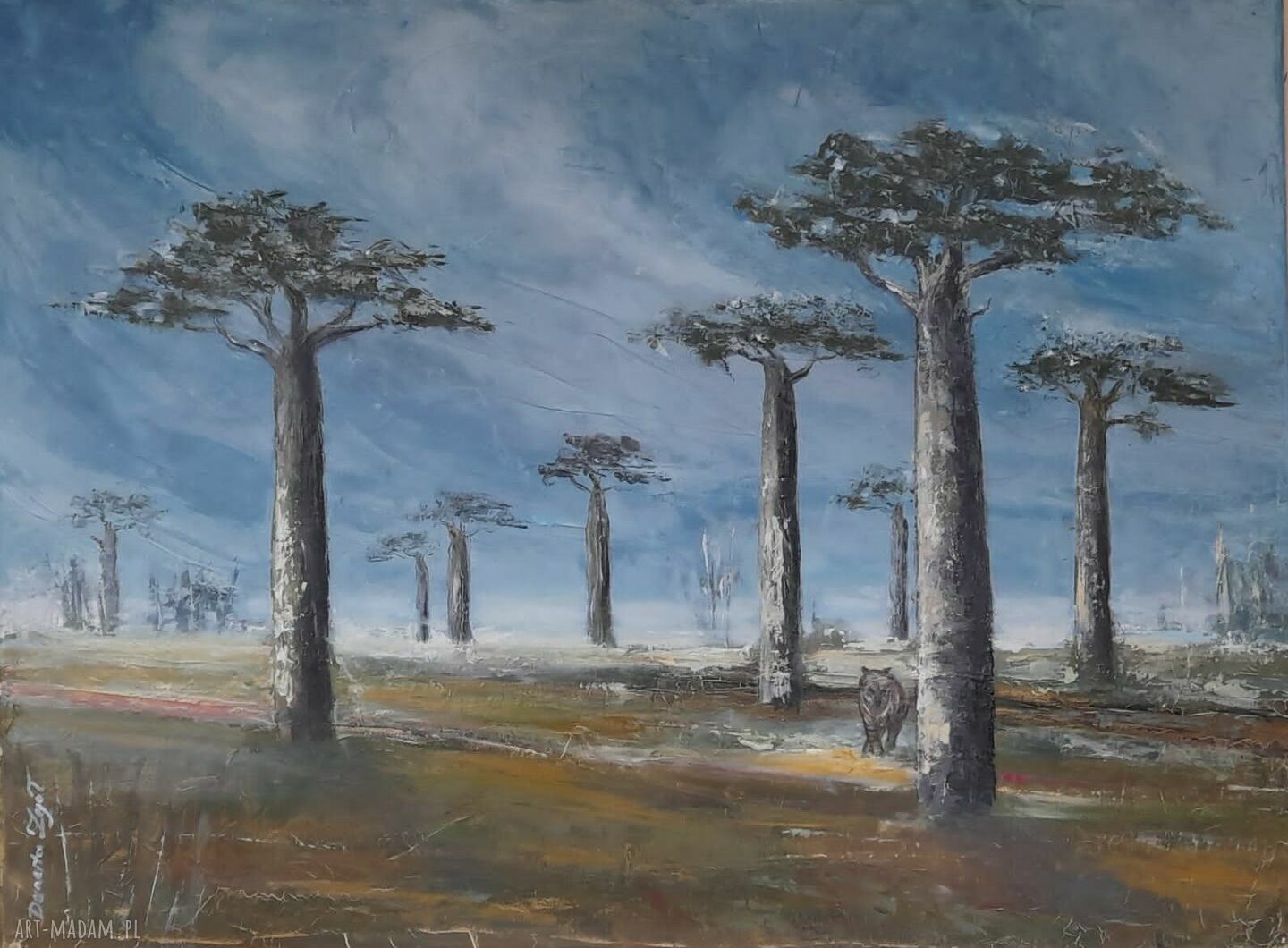 Aleja baobabów - obraz olejny na płótnie 60x80 cm