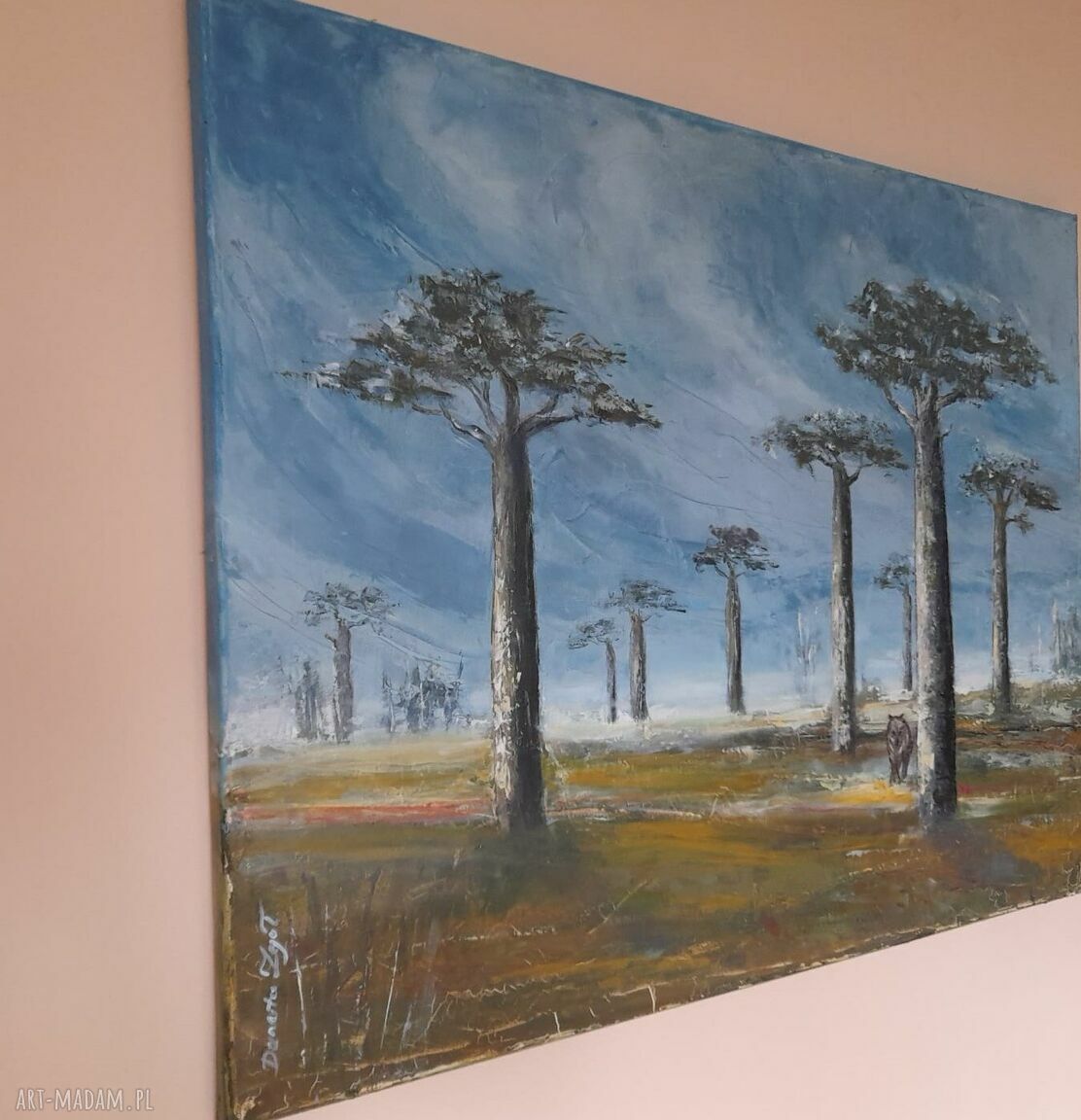 Aleja baobabów - obraz olejny na płótnie 60x80 cm