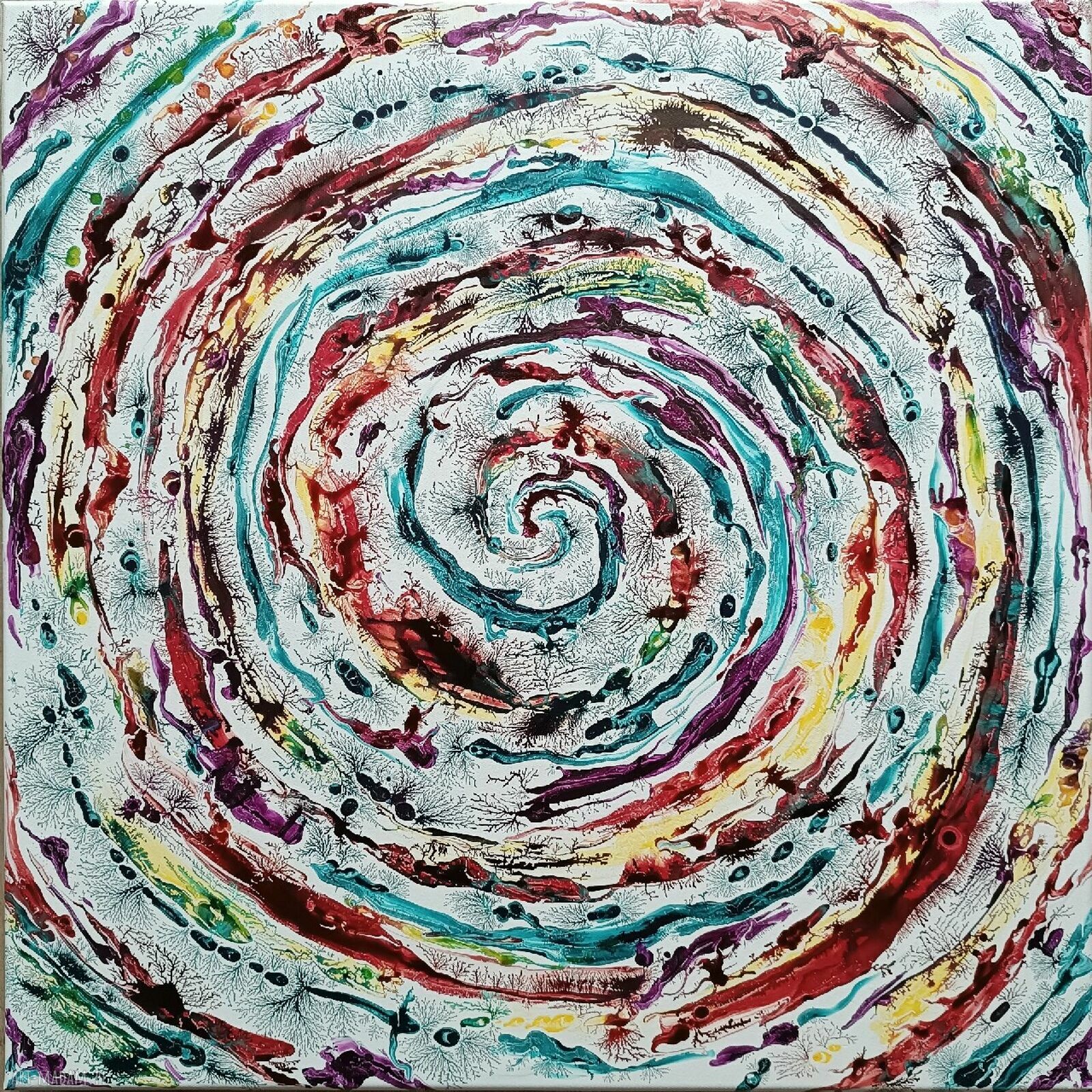 Alive! 60x60 3D - ręcznie malowana abstrakcja do salonu