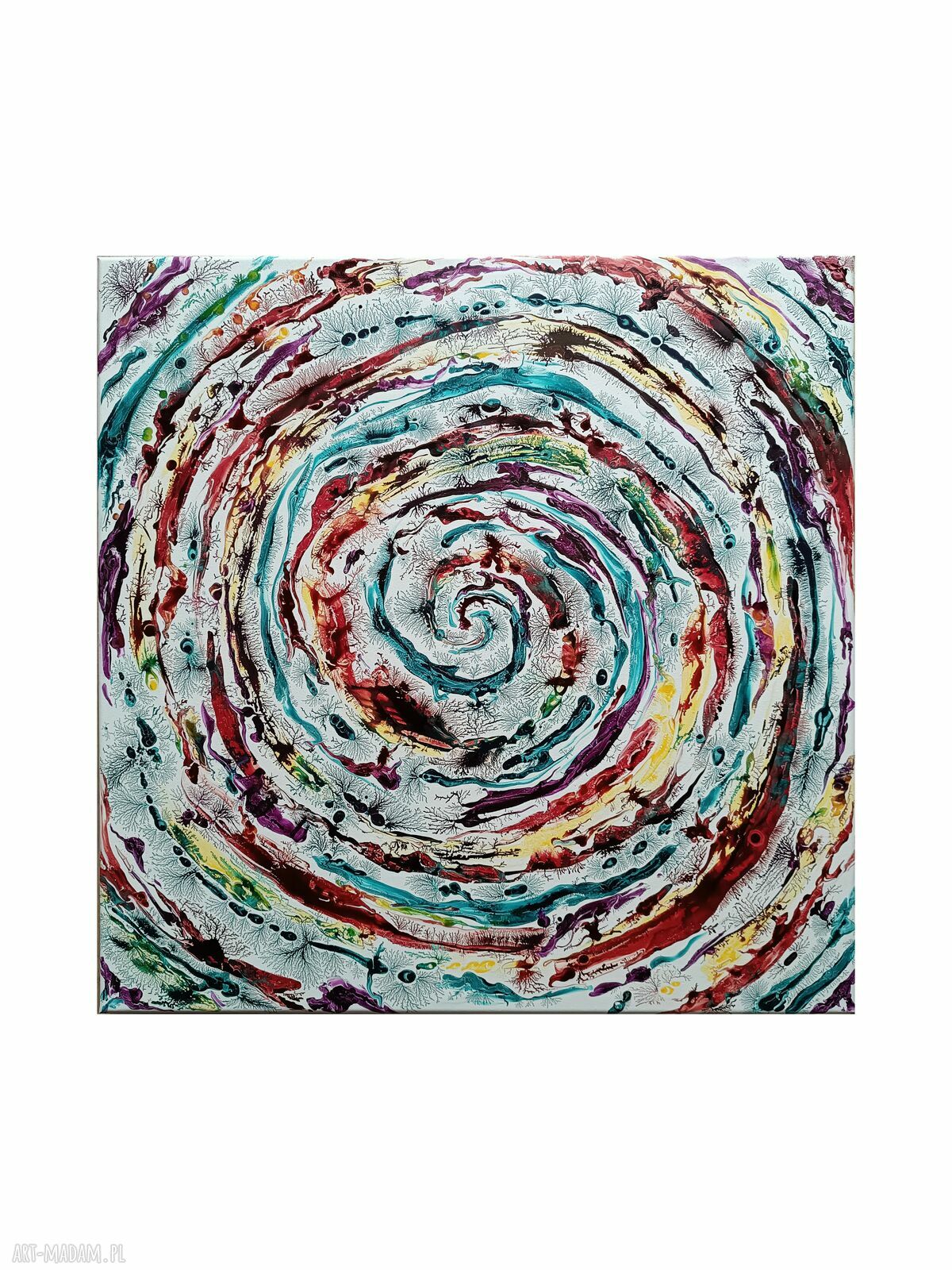 Alive! 60x60 3D - ręcznie malowana abstrakcja do salonu