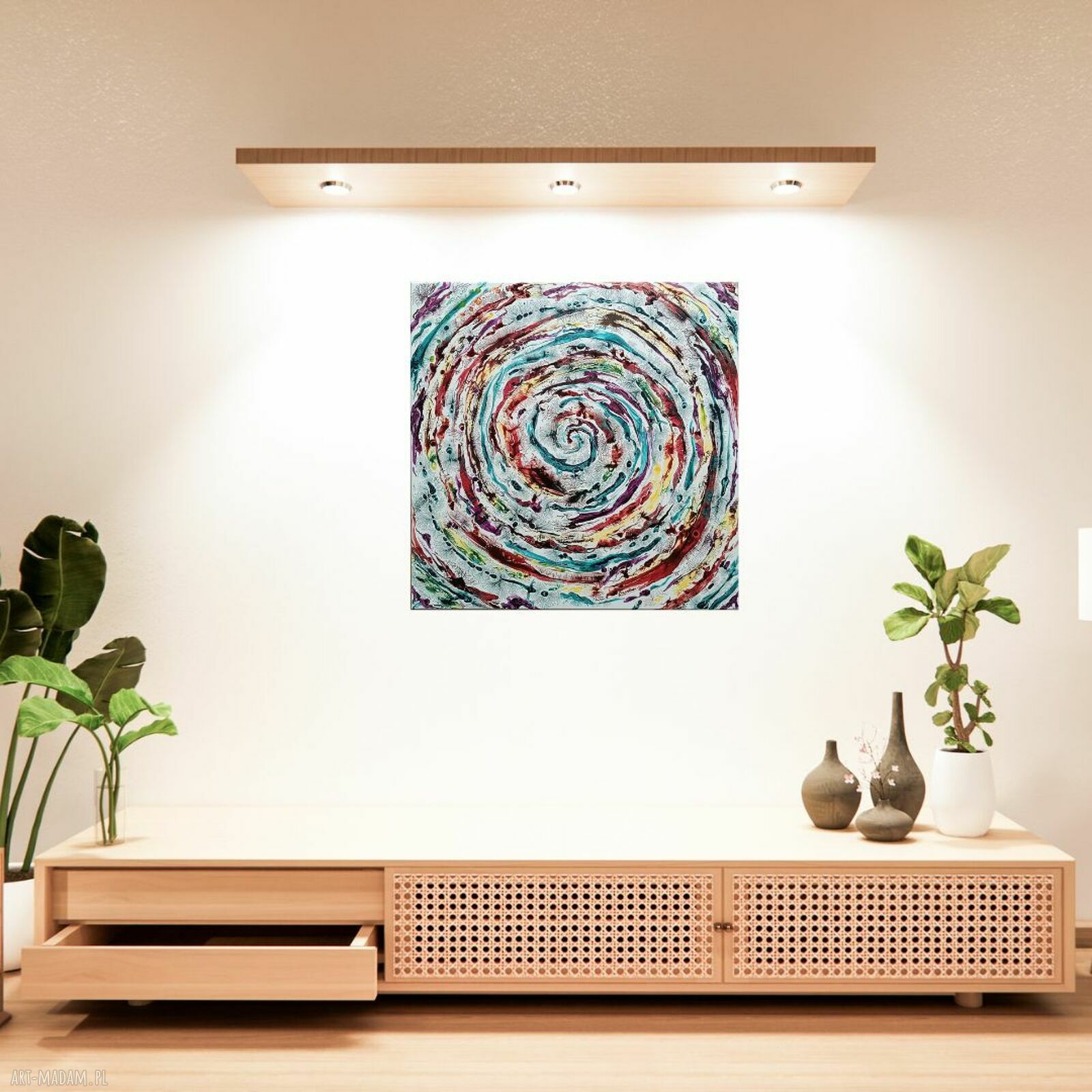 Alive! 60x60 3D - ręcznie malowana abstrakcja do salonu