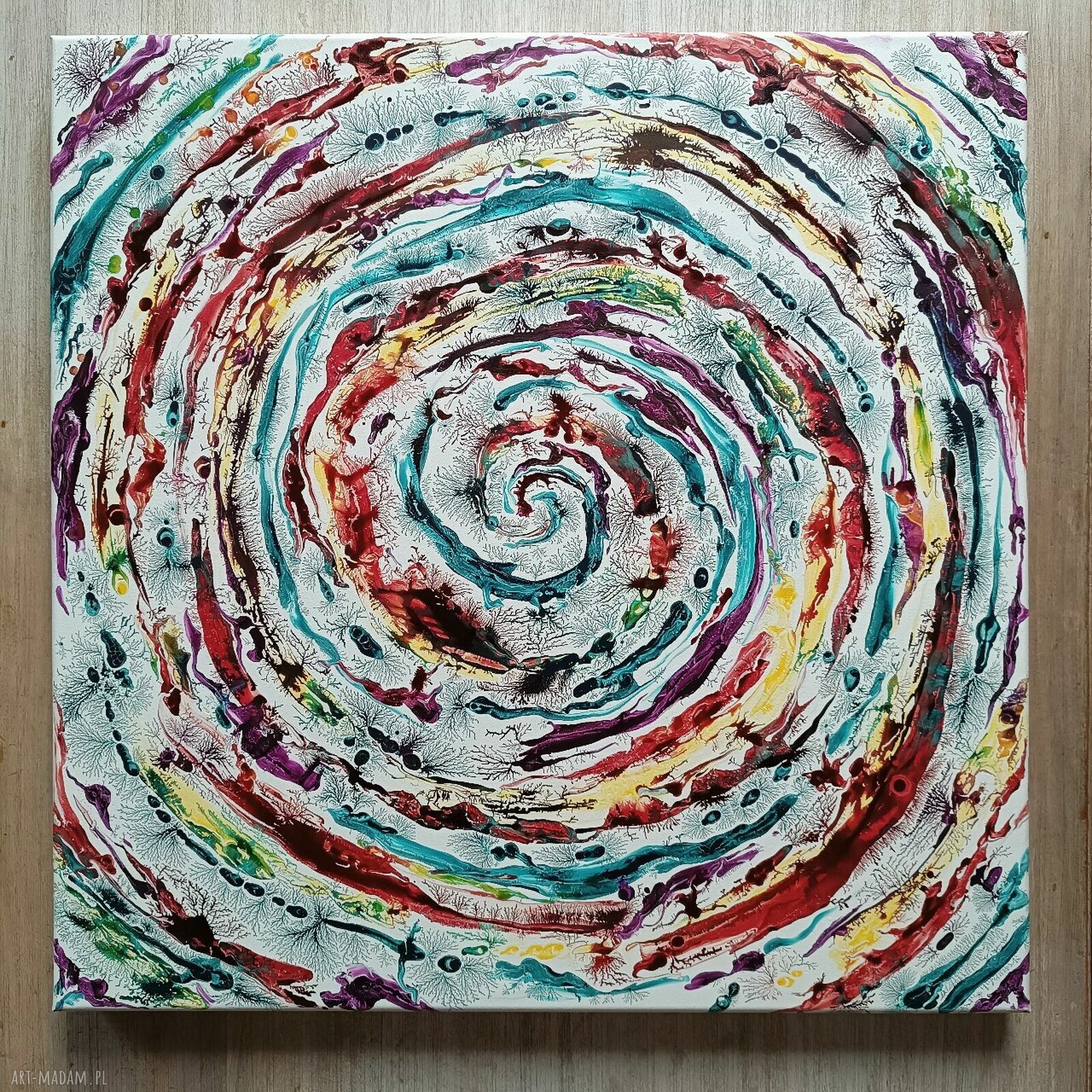 Alive! 60x60 3D - ręcznie malowana abstrakcja do salonu