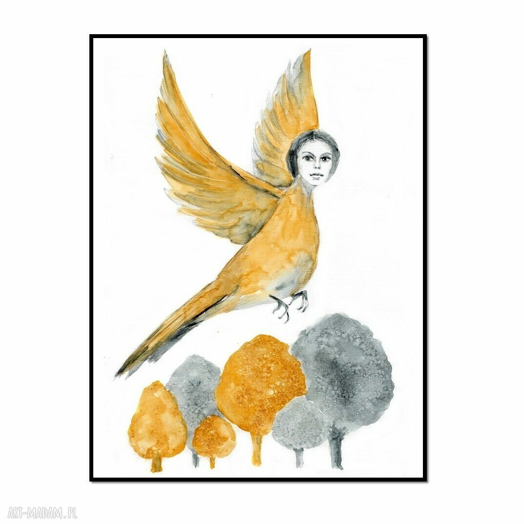 Plakat Alkonost - ptak, reprodukcja akwareli 30/40 cm