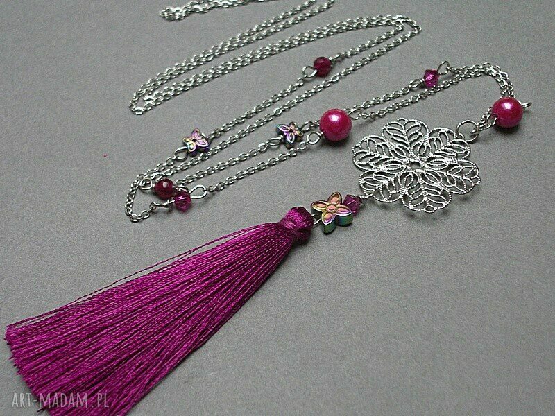 Alloys Collection BOHO naszyjnik z perłami Majorka, jadeitem i Swarovski (stal szlachetna)