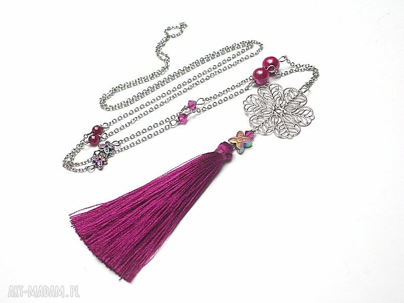 Alloys Collection BOHO - naszyjnik z perłami Majorka, jadeitem i Swarovski (stal szlachetna)