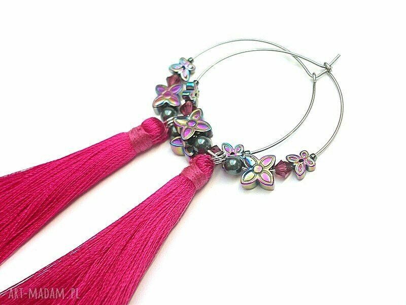 Alloys Collection Boho długie kolczyki koła ze stali szlachetnej Swarovski