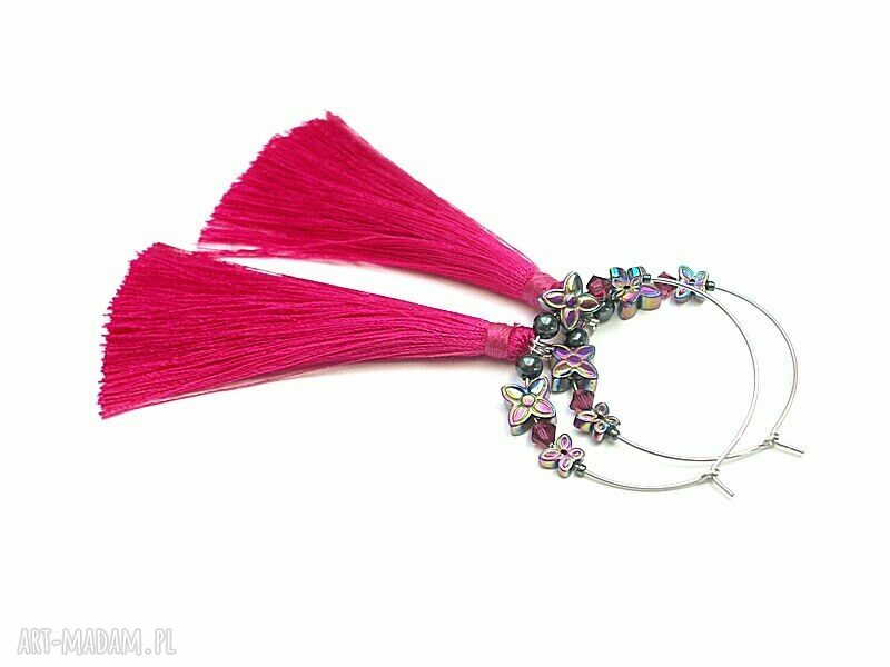 Alloys Collection Boho długie kolczyki koła ze stali szlachetnej Swarovski