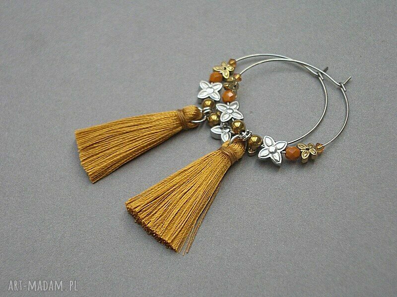 Kolczyki Boho Irish Alloys Collection stal szlachetna, chwosty i kryształki