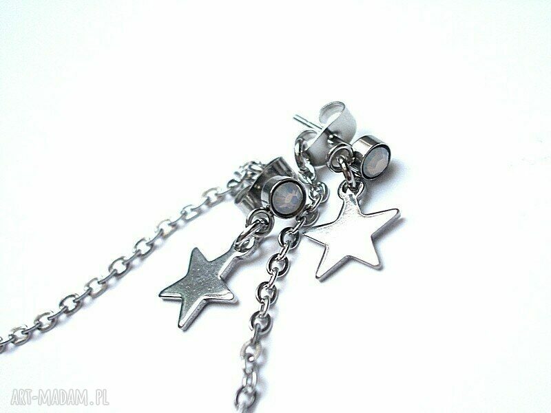 Podwójne kolczyki gwiazdki Swarovski ze stali szlachetnej Alloys Collection (7 cm) w art Madam.pl