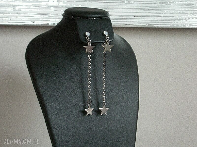 Podwójne kolczyki gwiazdki Swarovski ze stali szlachetnej Alloys Collection (7 cm) w art Madam.pl