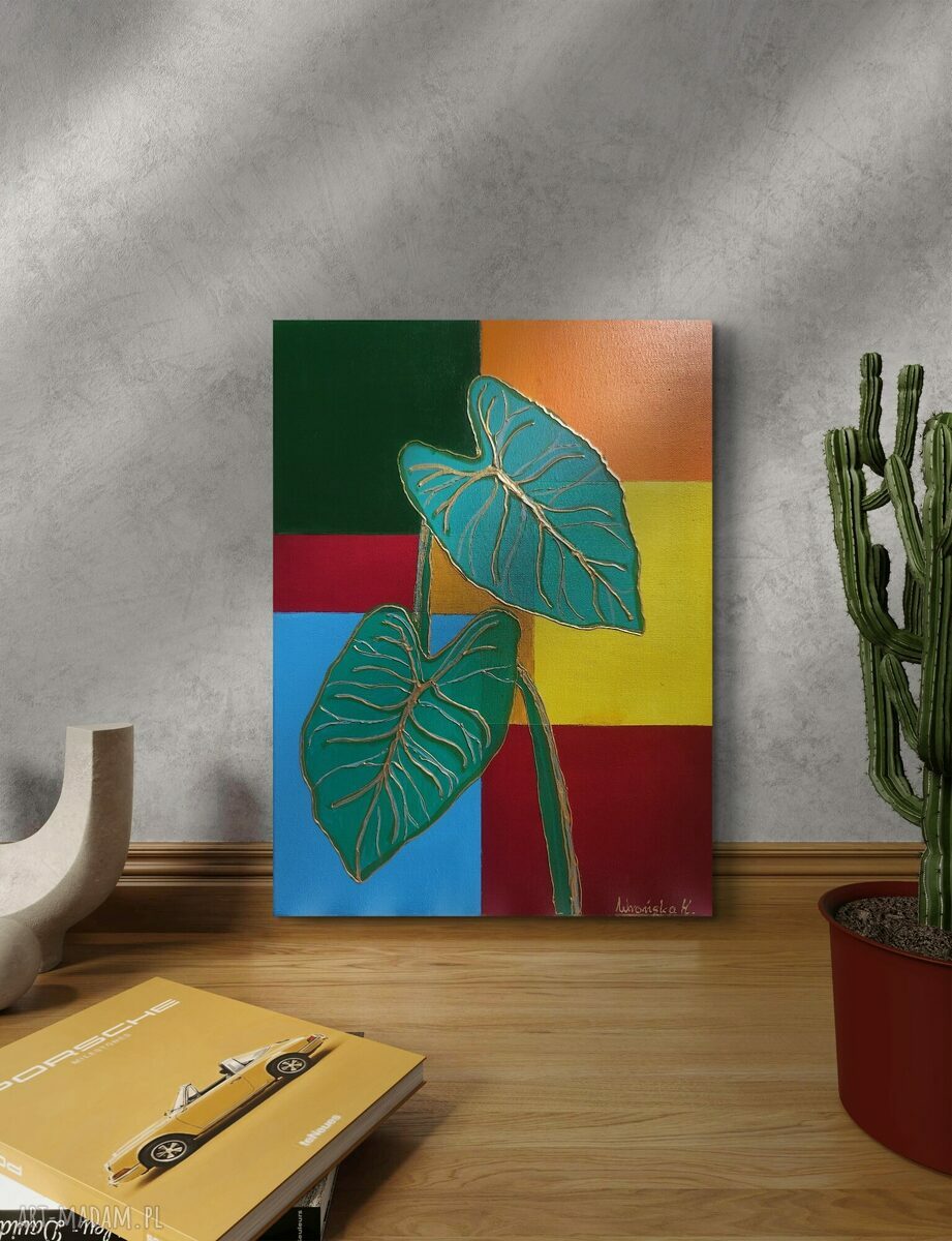 Obraz Alokazja i Monstera 30x40 cm - akrylowy na płótnie