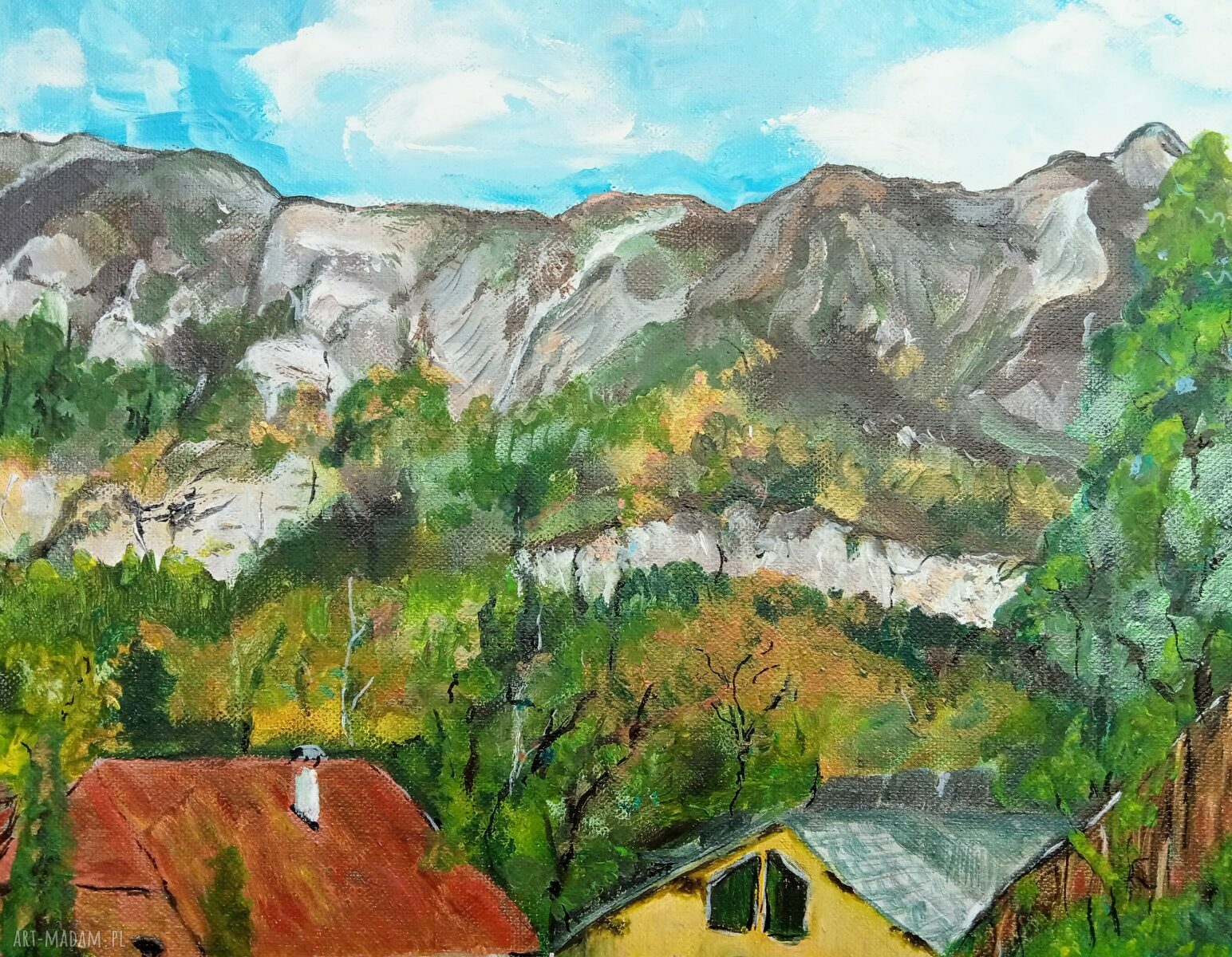 Alpenblick - obraz Alpy i Austria 40x40 ręcznie malowany
