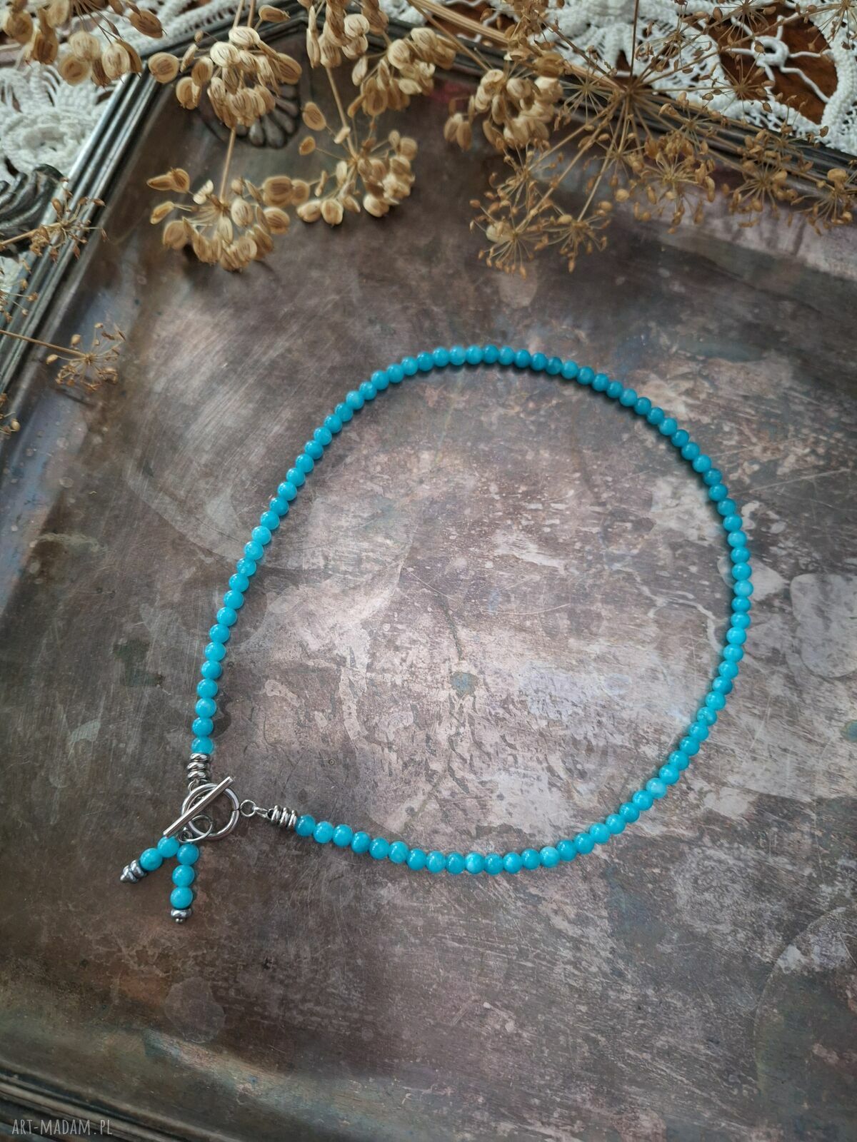 Choker z amazonitu - elegancki naszyjnik z kamieni naturalnych