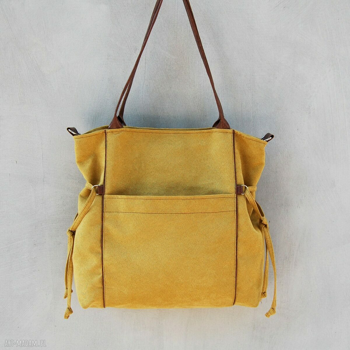 Amber - duża torba - shopper - musztarda i brąz