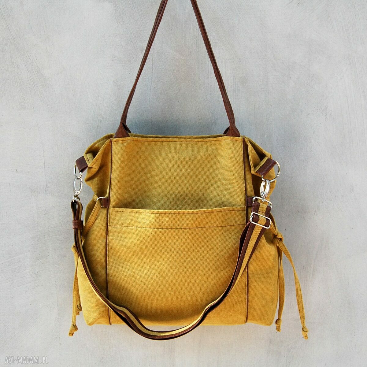 Amber - duża torba - shopper - musztarda i brąz