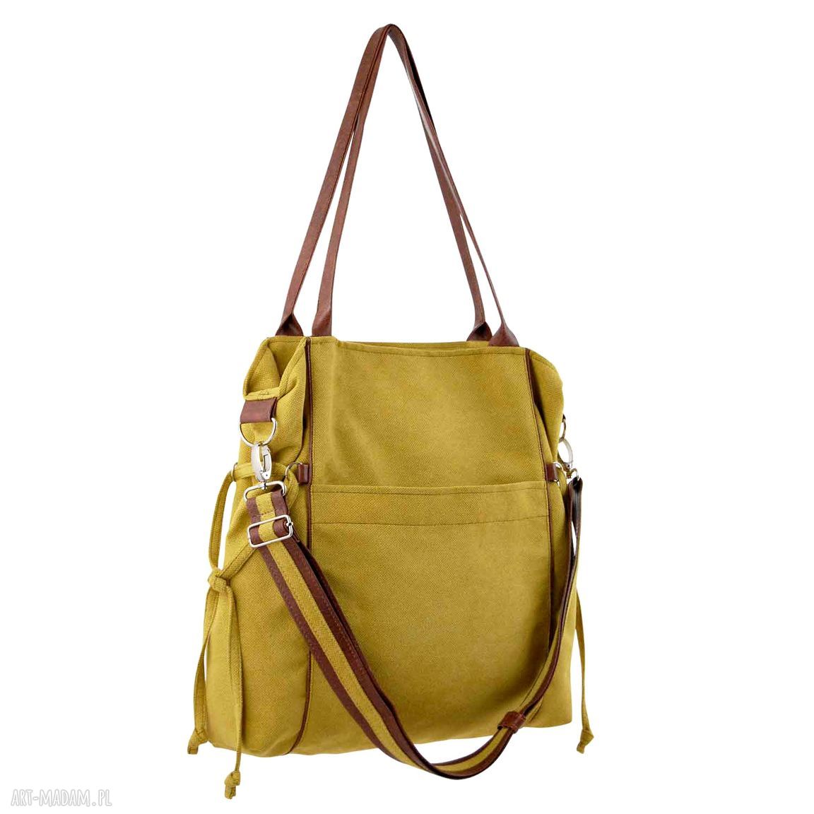 Amber - duża torba - shopper - musztarda i brąz