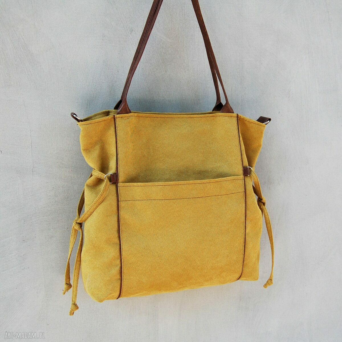 Amber - duża torba - shopper - musztarda i brąz