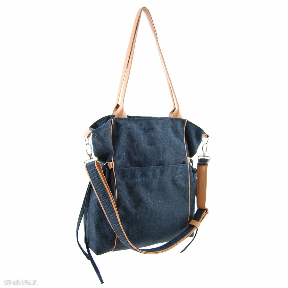 Amber - duża torba - shopper - granatowa plecionka