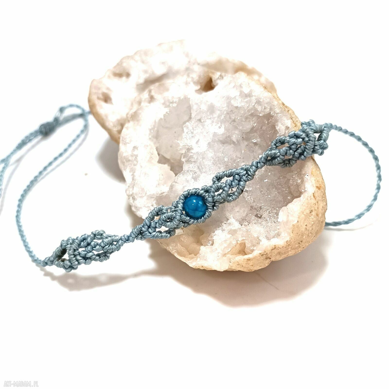 Ambrozja Trójdzielna - choker z agatu w makramie (regulowany)