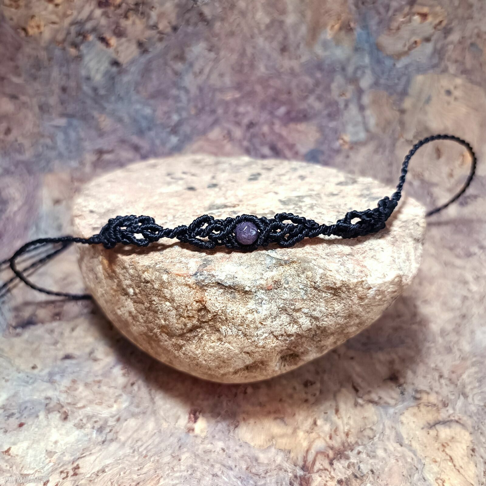 Czarny choker Ambrozja Trójdzielna z jadeitem i hematytem - regulowany