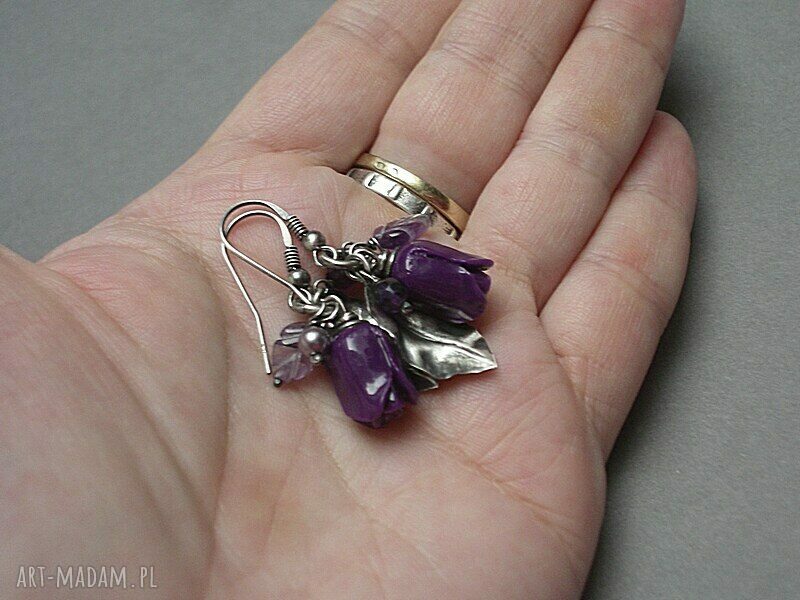 kolczyki: Róże /purple/ kolczyki Ręczne wykonanie