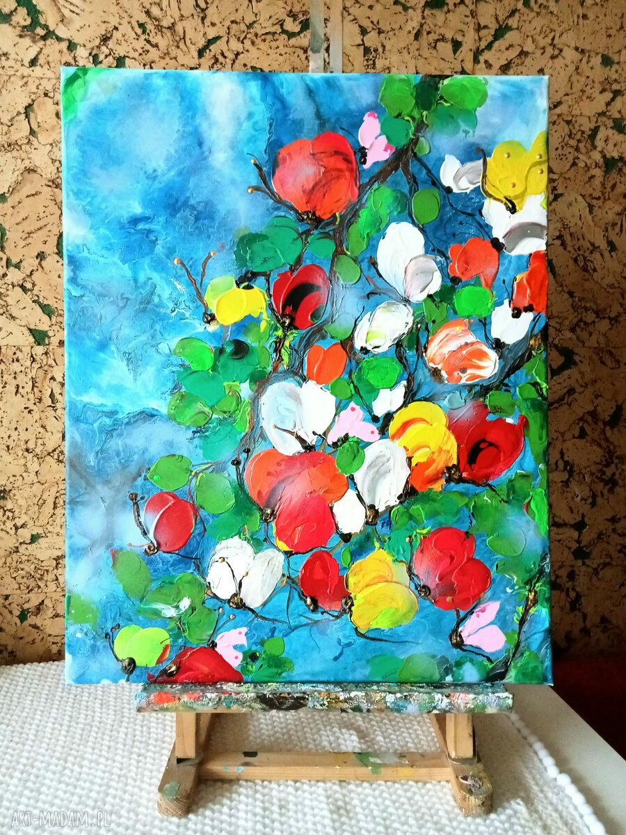 Amore farfalle - obraz motyle wiosenny pejzaż akrylowy 40x50 cm