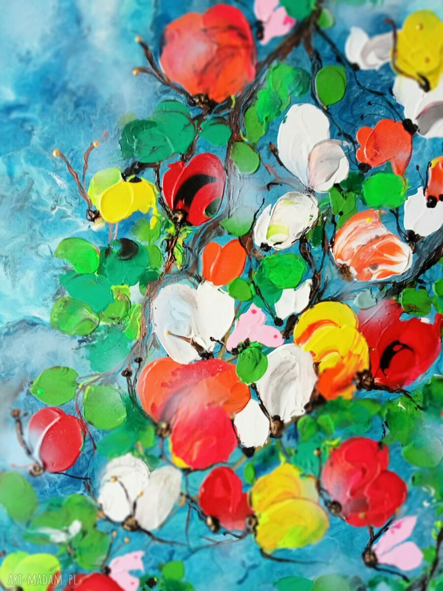 Amore farfalle - obraz motyle wiosenny pejzaż akrylowy 40x50 cm