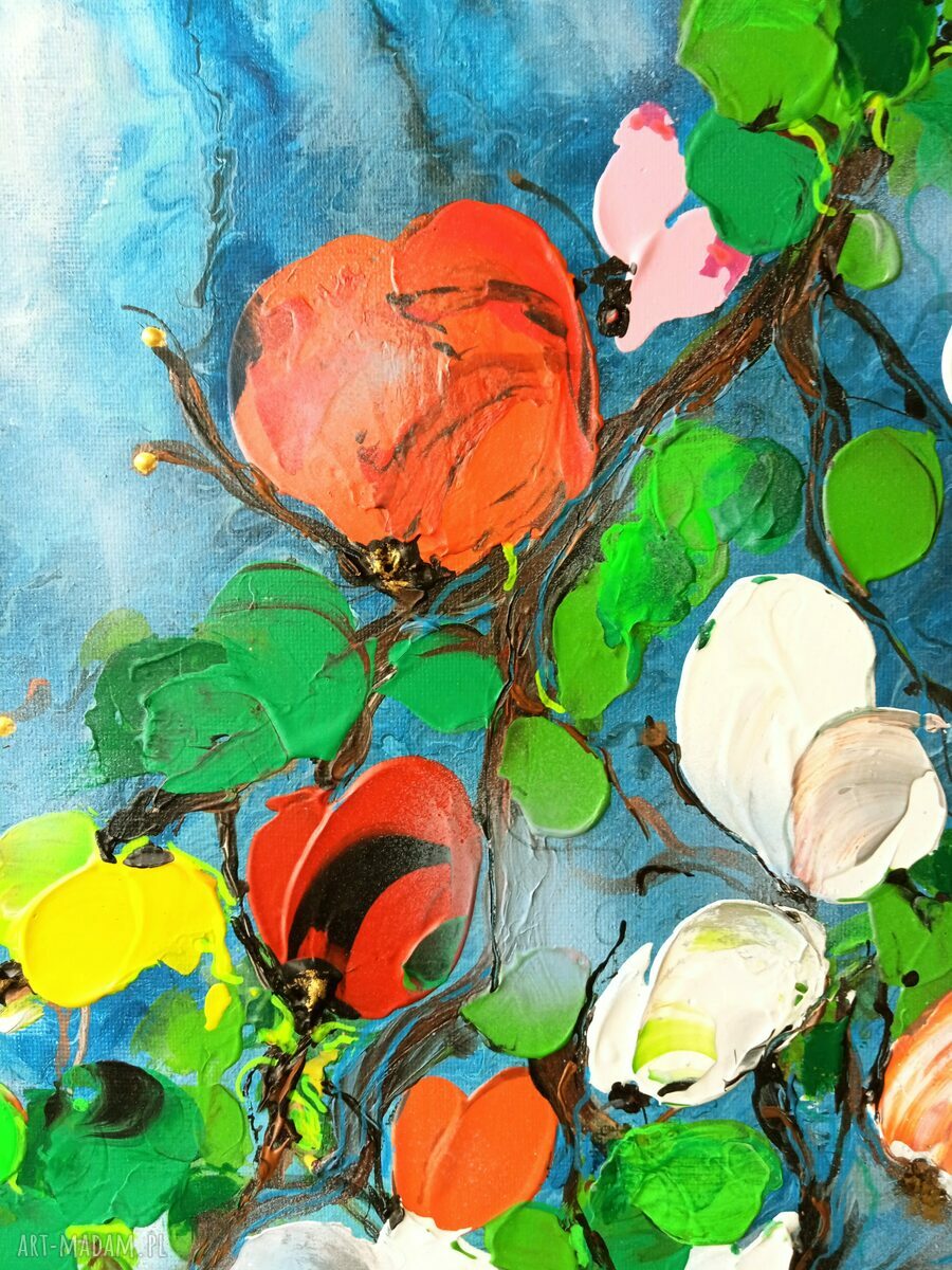 Amore farfalle - obraz motyle wiosenny pejzaż akrylowy 40x50 cm