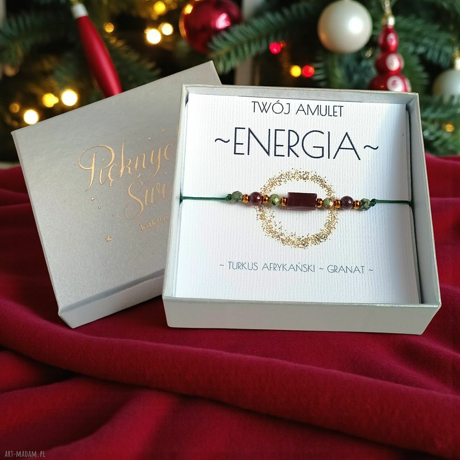 Amulet Energia w świątecznym pudełku - ręcznie robiona bransoletka