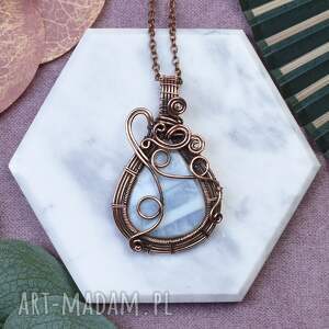 miedziany wisiorek wire wrapping z opalem owyhee #515