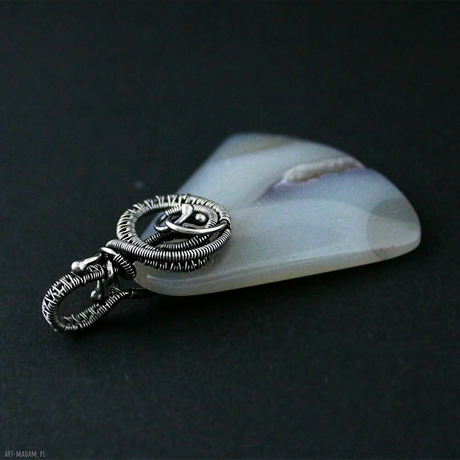 Anhelia - wisiorek z agatu druzy (wire wrapping)