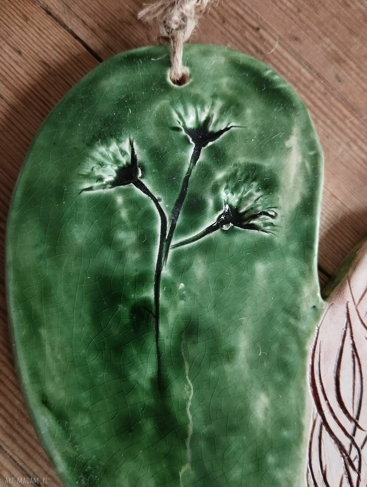 Ręcznie robiona ceramiczna anielica do zawieszenia