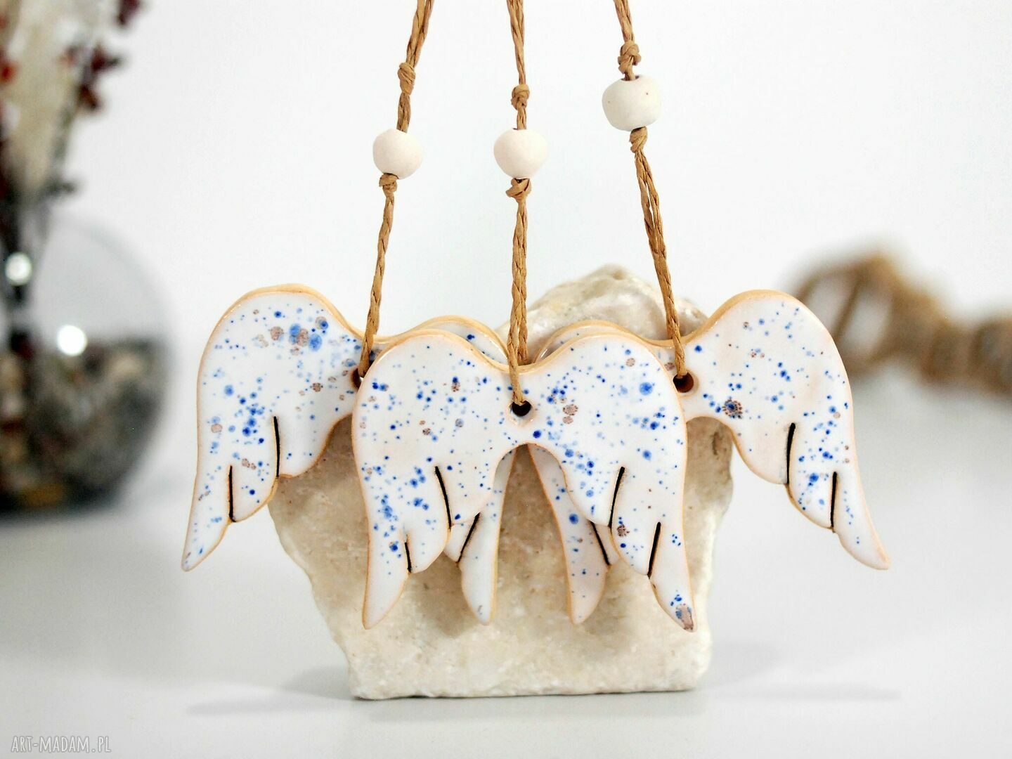 Anielskie skrzydła - ceramiczne ozdoby choinkowe zestaw 3 szt.
