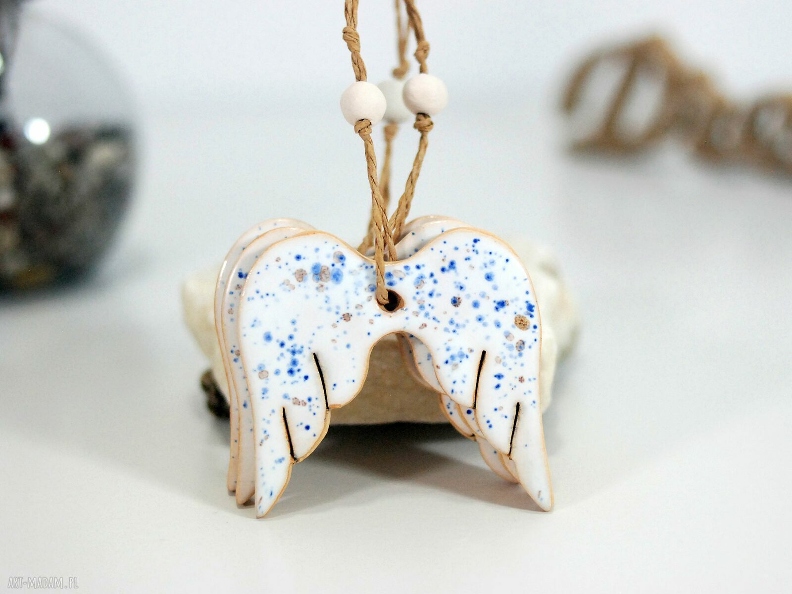 Anielskie skrzydła - ceramiczne ozdoby choinkowe (zestaw 3 szt.)
