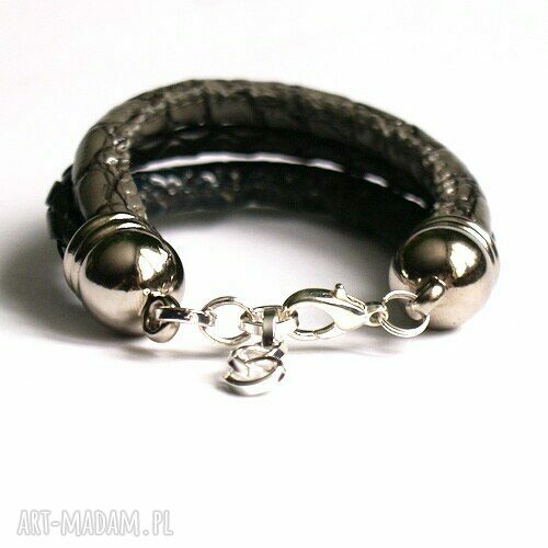 ANIMAL INSTINCT - czarno-szaro-granatowa bransoletka handmade (regulowana, masywna)