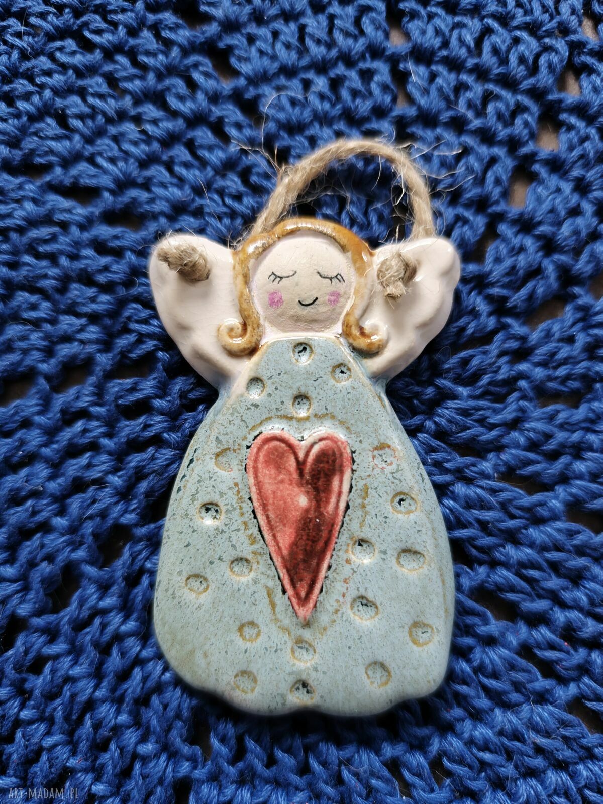 Ceramiczny anioł Wolna Chwila - ręcznie robiona dekoracja