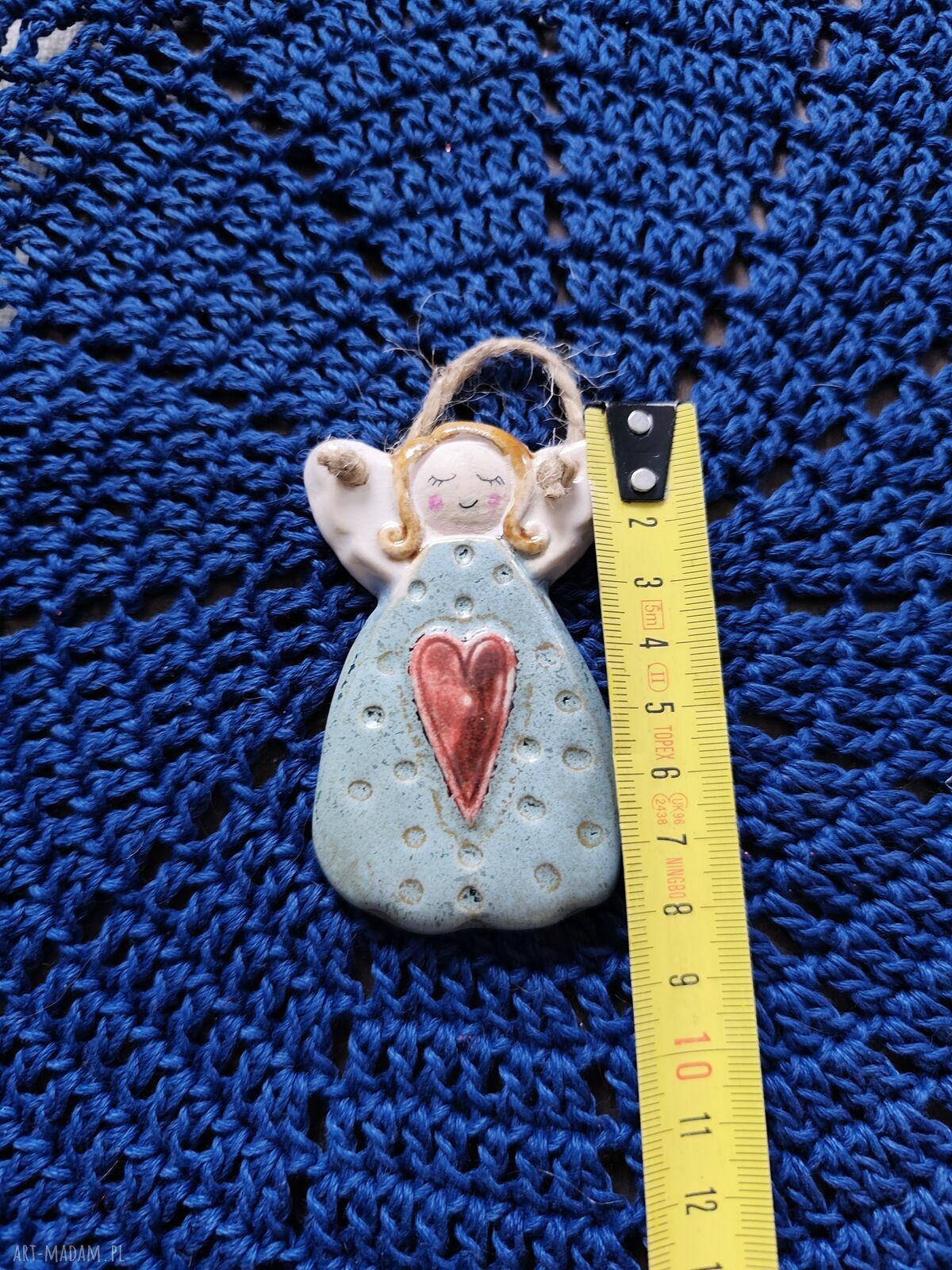 Ceramiczny anioł Wolna Chwila - ręcznie robiona dekoracja