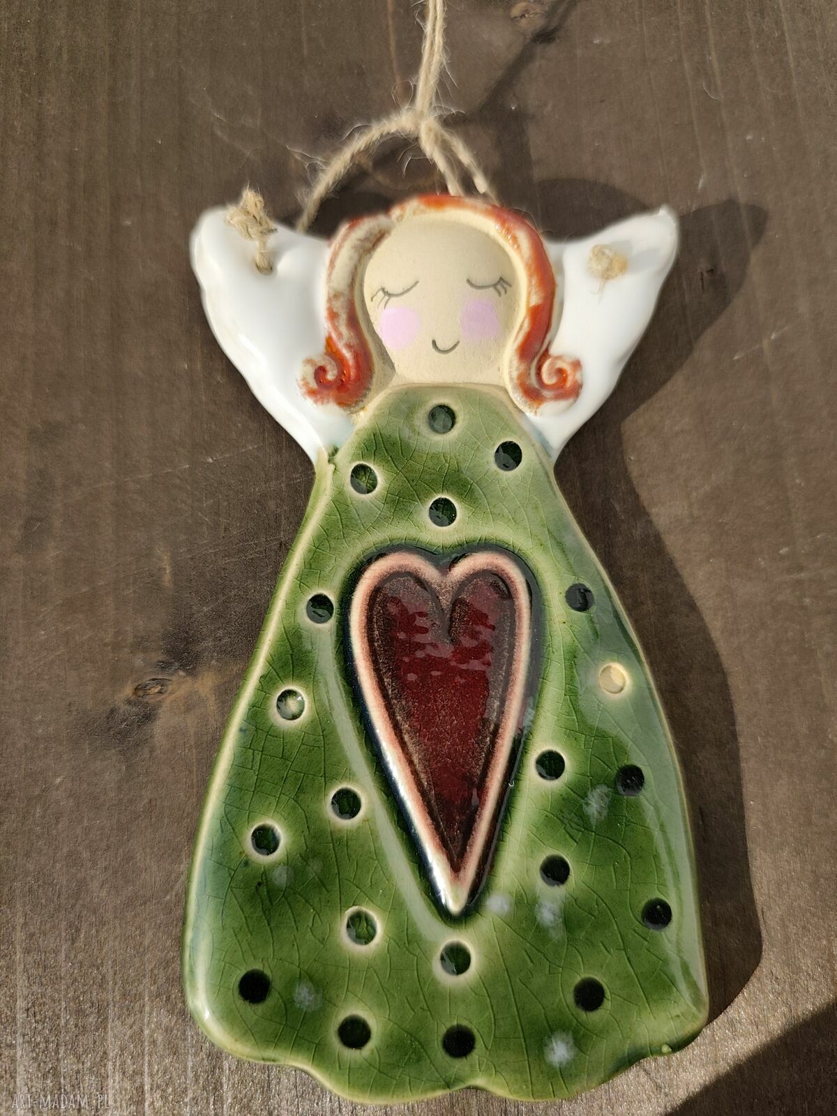 Anioł ceramiczny - zawieszka na prezent na chrzest i komunię
