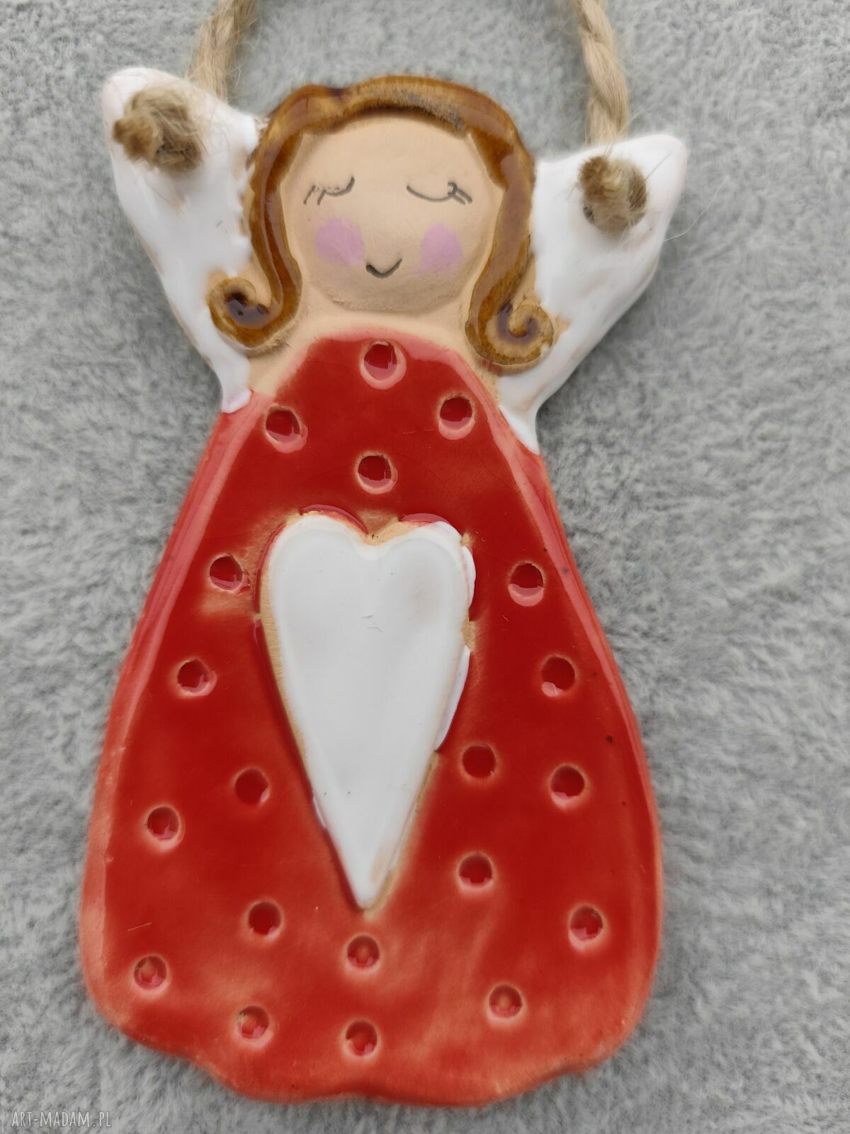 Anioł ceramiczny - prezent na Komunię i Chrzest dla niej